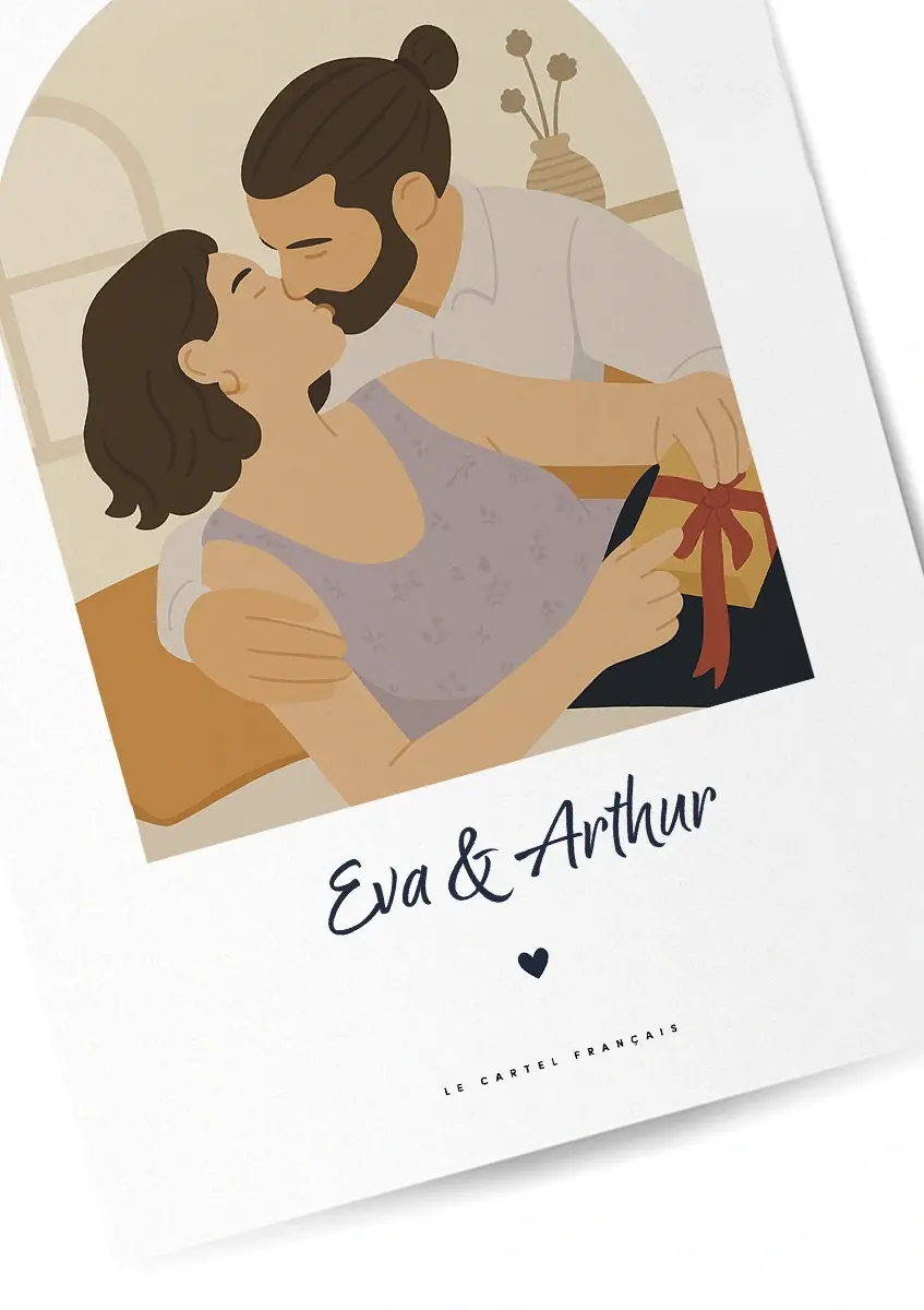 Affiche couple personnalisee zoom
