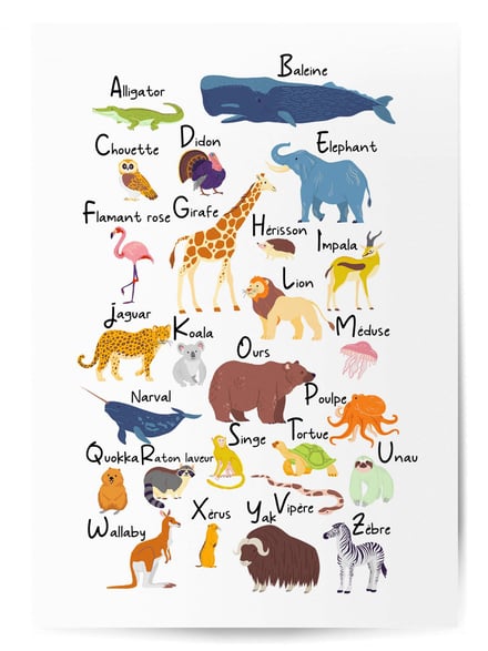 Affiche L’abécédaire des animaux