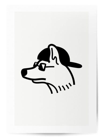Affiche Chien à casquette