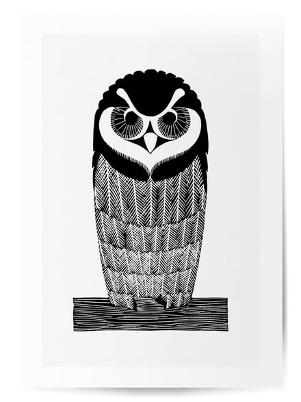Affiche Chouette noir et blanc