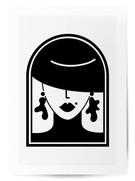 Affiche Visage au chapeau noir
