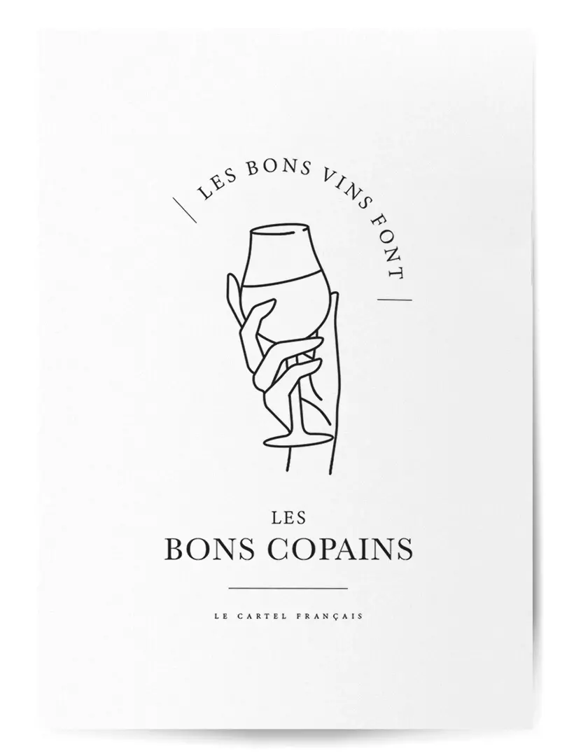 Affiche vin - Les bons vins font les bons copains