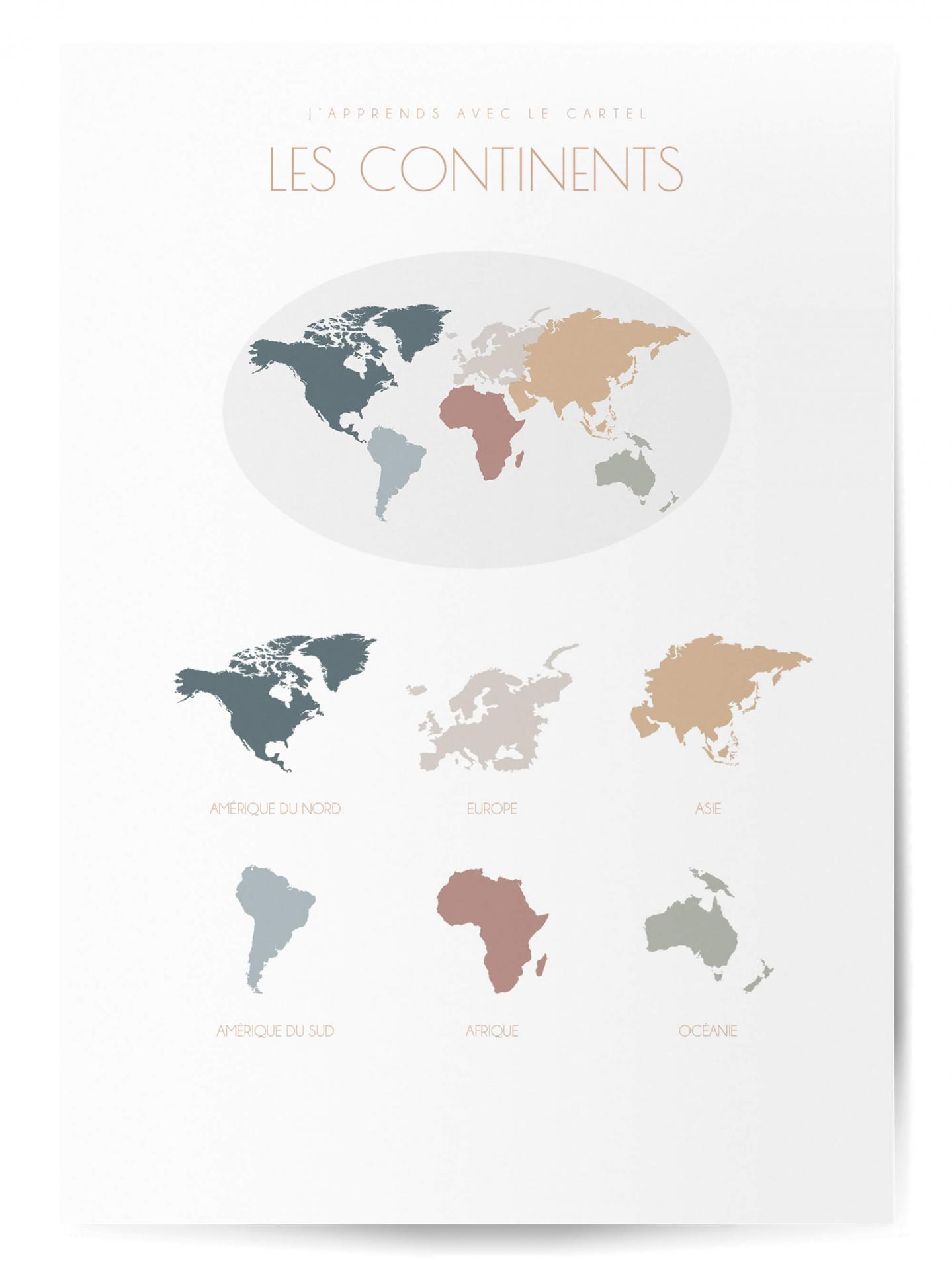 Affiche pour enfant les continents 2