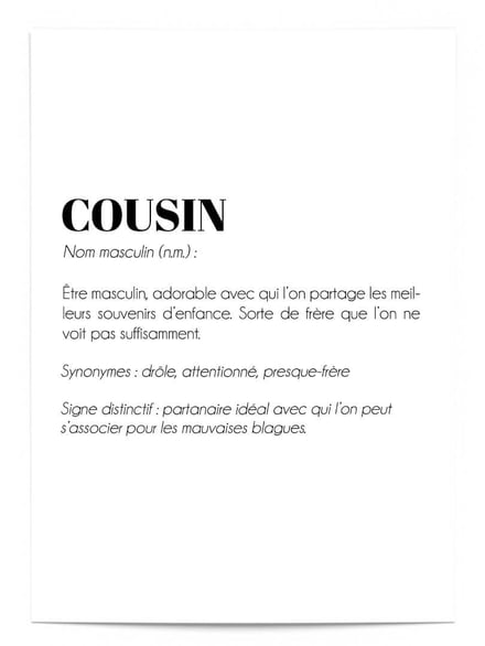 Affiche Définition Cousin