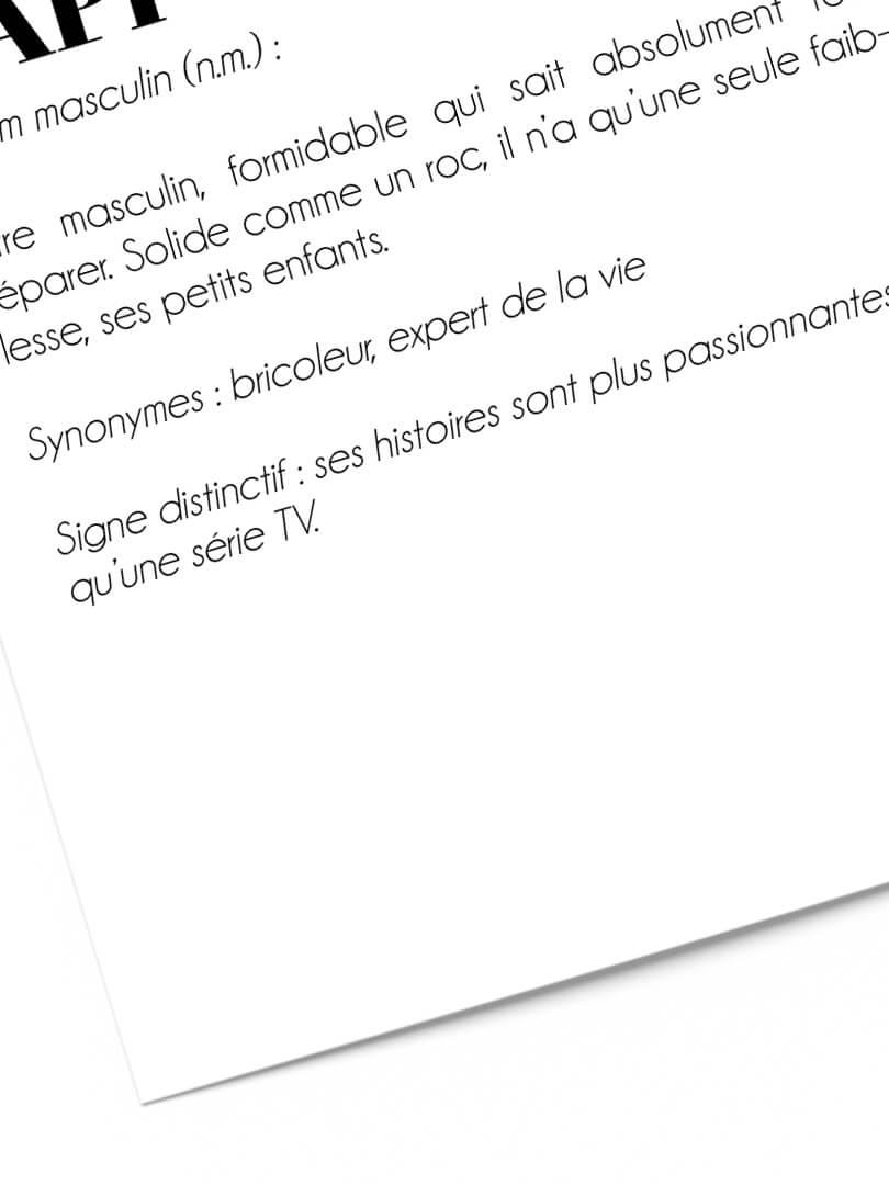 Affiche Définition Papi - Idée cadeau un grand-père