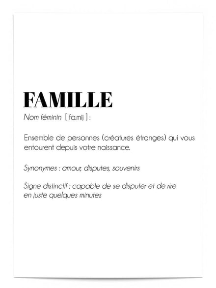Affiche Définition Famille