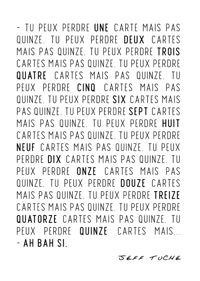 Affiche Tu peux perdre une carte mais pas quinze
