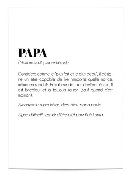 Affiche Définition Papa