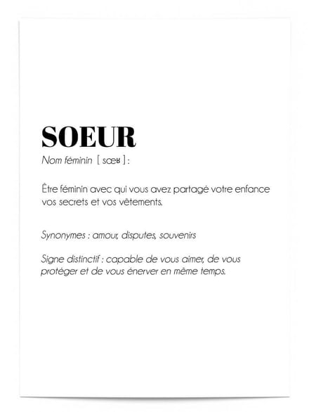 Affiche Définition Sœur