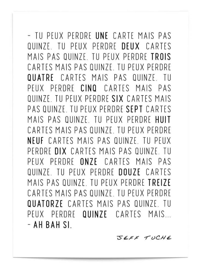 Détail de l’affiche : la fin du décompte, « Ah bah si » et la signature de Jeff Tuche